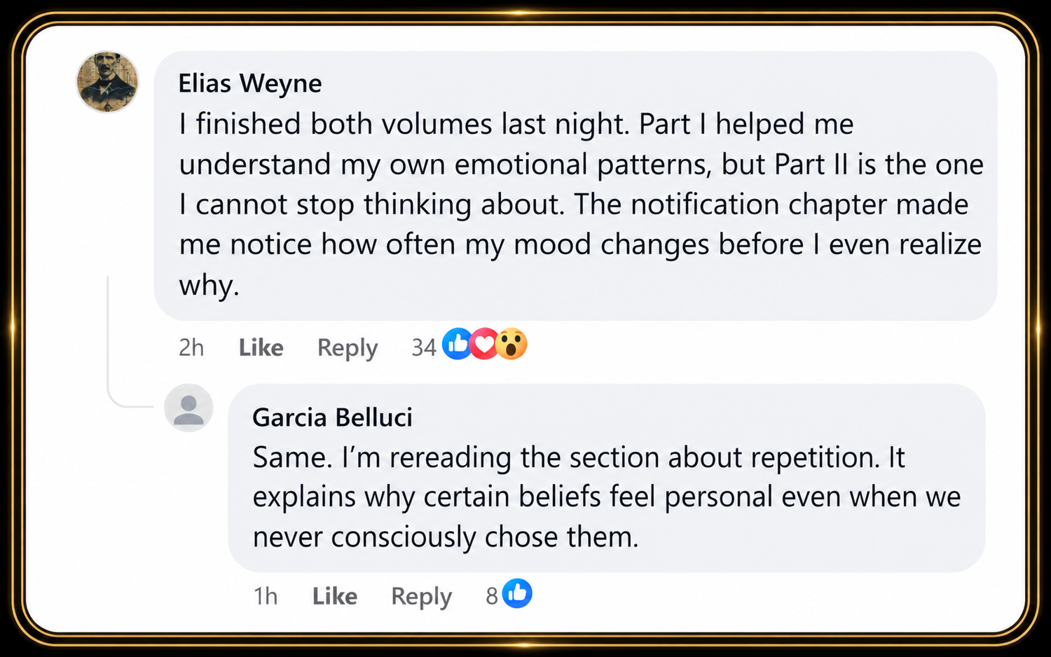 facebook comments on facebook that are commenting on the theme of book by Doctor Sautra called The Manifesting Universe